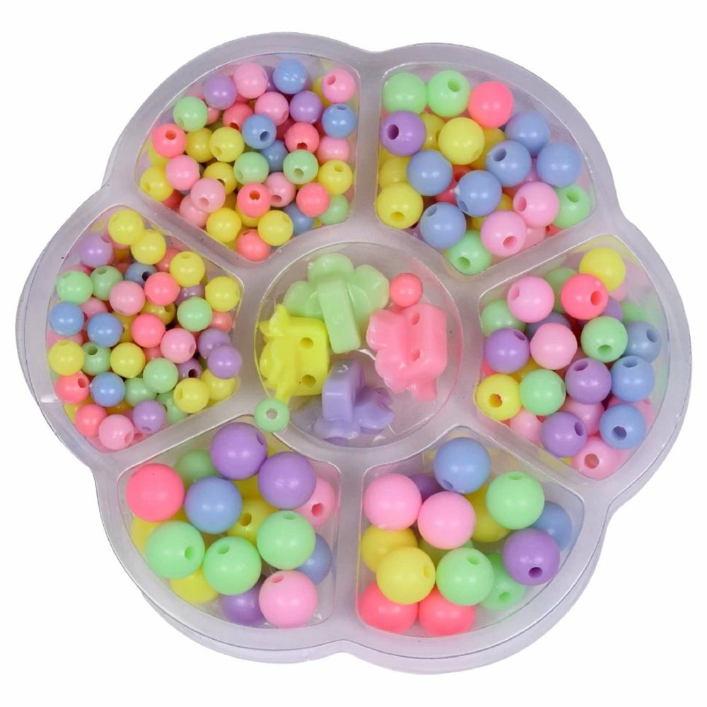 250 PC Plastic Assorted Pastel Color & Sized Beads Crafting DIY